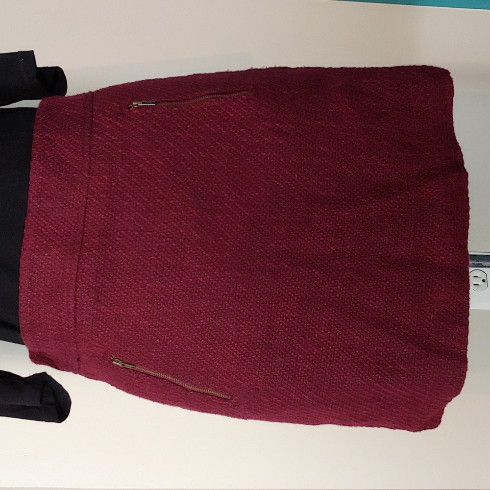 Maroon tweed mini skirt